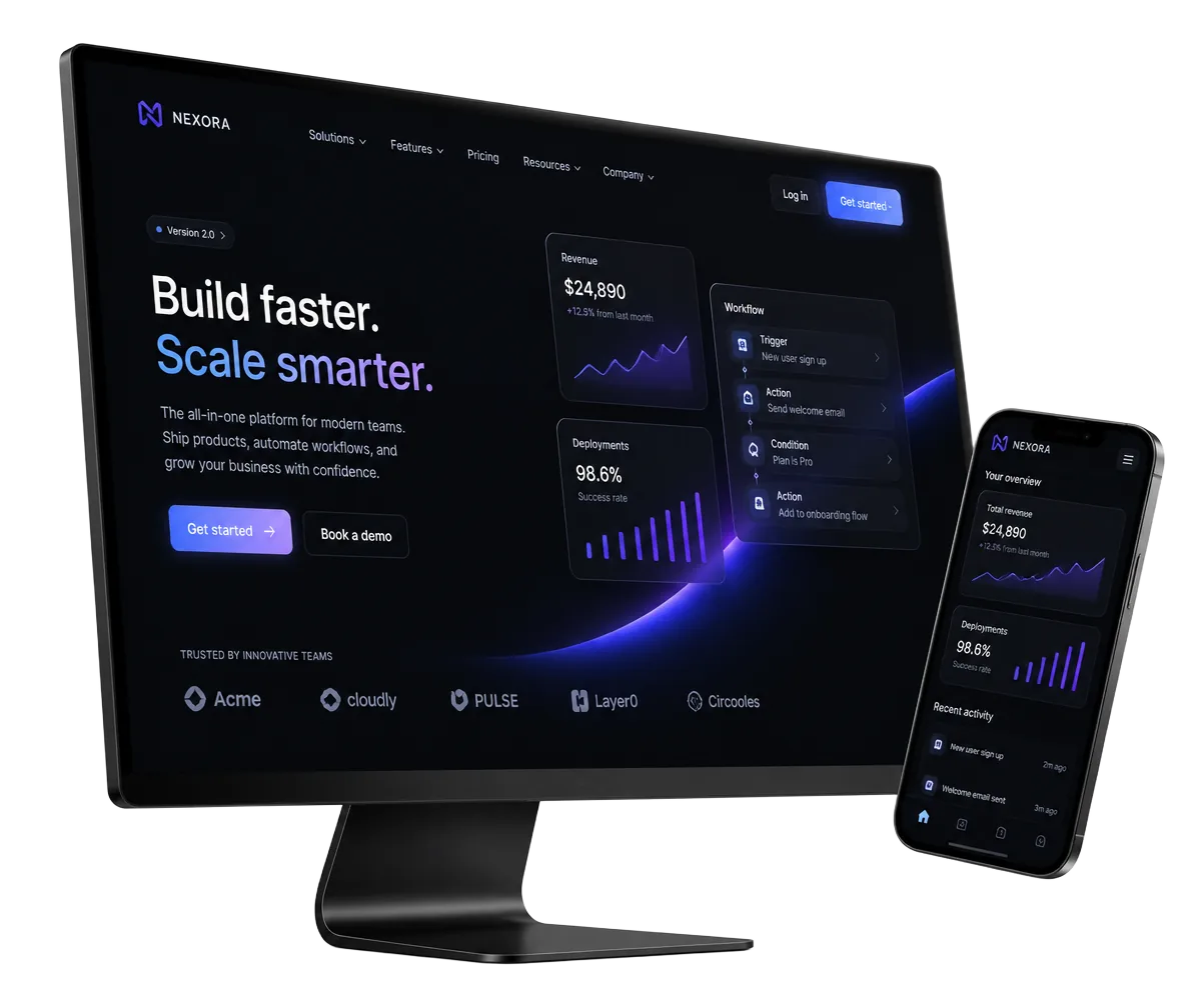 Prikaz modernog web sajta na desktop monitoru i mobilnom telefonu